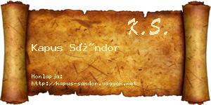 Kapus Sándor névjegykártya