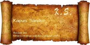 Kapus Sándor névjegykártya