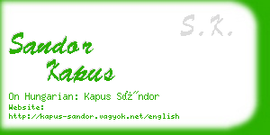 sandor kapus business card